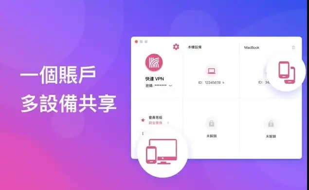 快连VPN 桌面客户端中查看账号多设备在线情况的界面